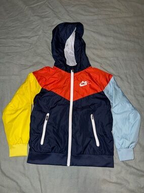 Nike Kids Colorblock Hooded Windbreaker - Navy, Red, Yellow, Light Blue